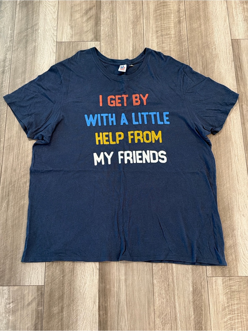 Junk Food Clothing Navy Graphic Tee with Multicolor Slogan